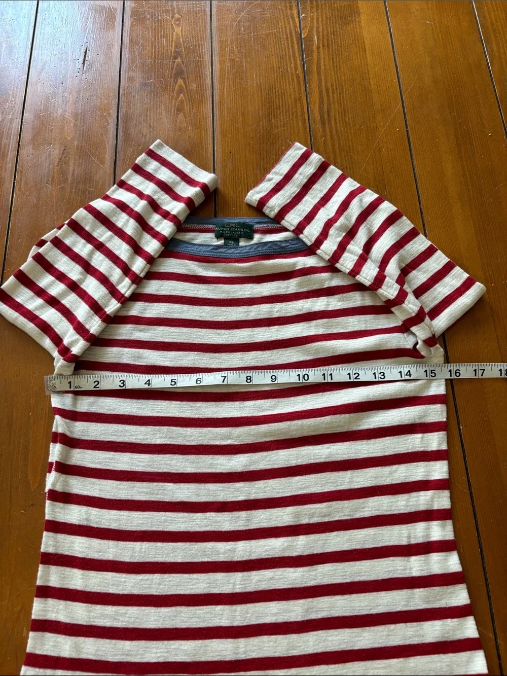 Vintage LRL Ralph Lauren Nautical Red & White Striped Tee Women’s Size PS